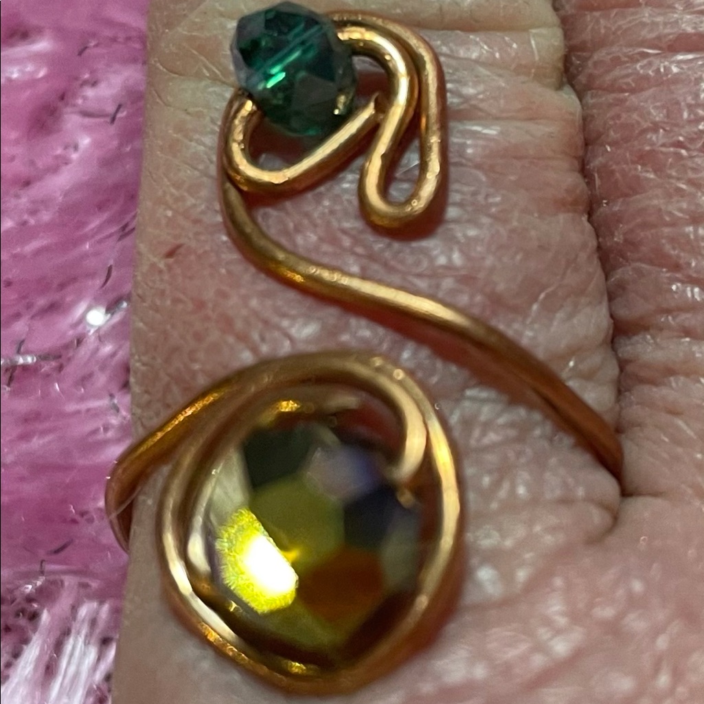 Wow Crystal Bead Cuff Ring